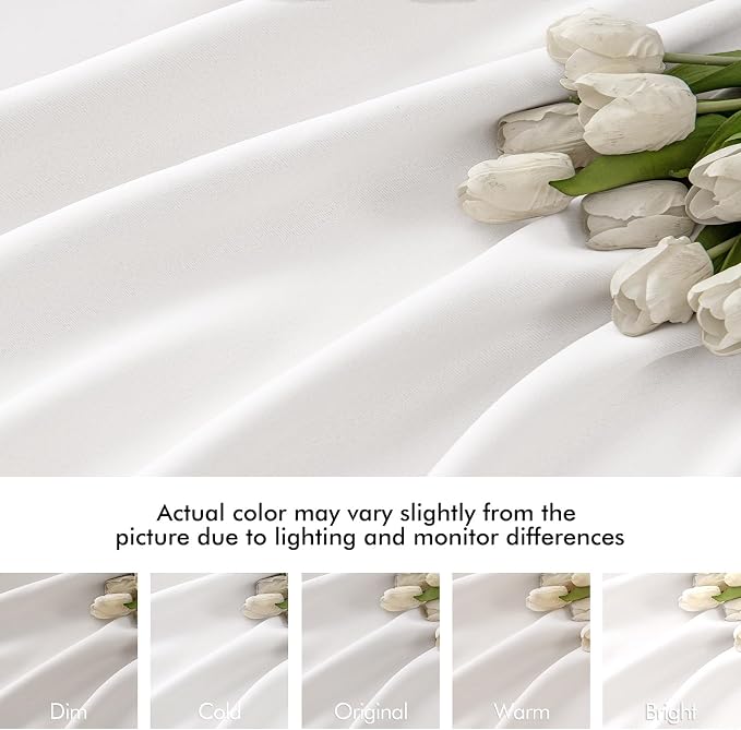 MIULEE Pure White Back Tab Light Blocking Curtains 63 Inch Length 2 Panels Set for Living Room Bedroom Privacy, Rod Pocket/Pinch Pleat Thermal Insulated Room Darkening Pleated Blackout Drapes