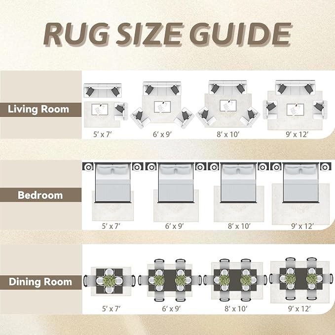 8x10 Area Rugs for Living Room: Washable Vintage Large Retro Rug Soft Non-Slip Indoor Low Pile Carpet for Bedroom Dining Room Office (Beige, 8' x 10')