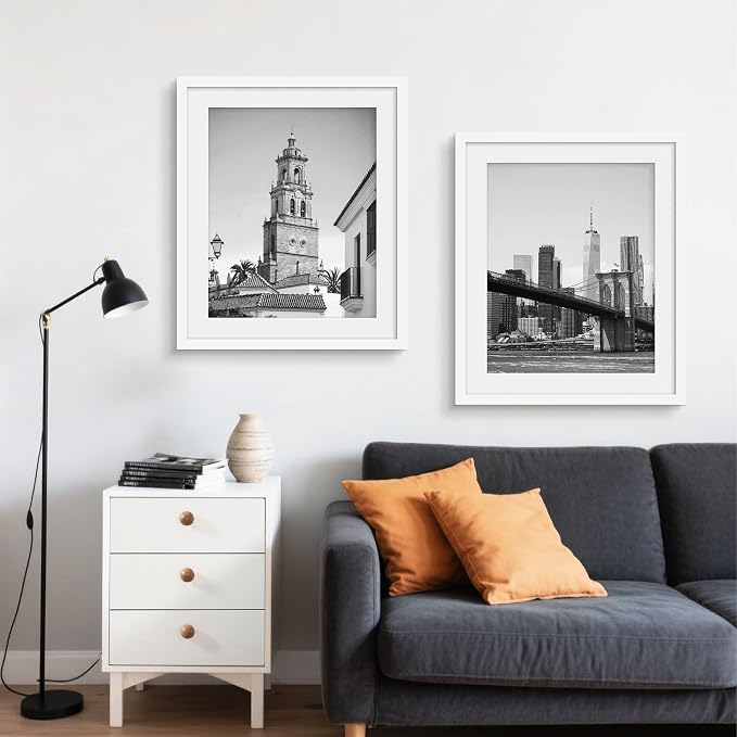 Picrit 20x24 Picture Frame 3 Pack, White Poster Frame, Display Poster 16 x 20 with Mat or 20 x 24 without Mat for Horizontal or Vertical Wall Mounting