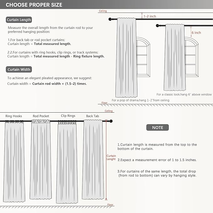 Blackout Curtains 63 Inch Long for Living Room Bedroom, Pinch Pleat Linen Drapes Thermal Insulated Room Darkening Noise Reducing Ivory Black Out Curtain 2 Panels Set with Back Tab