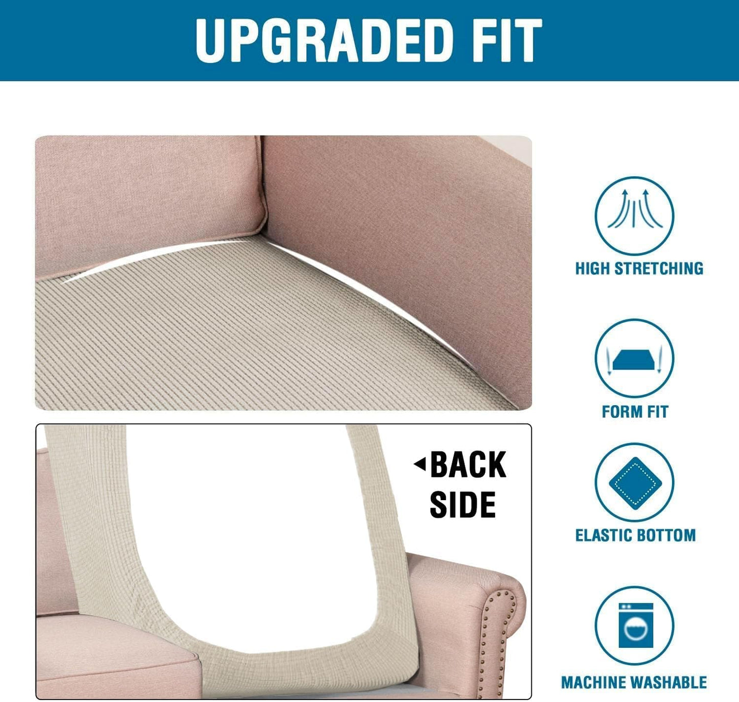 H.VERSAILTEX Super Stretch Individual Chaise Cover Sectional Couch Covers for L Shaped Sofa Both Left/Right Featuring Thick Jacquard Textured Twill Fabric (1 Piece Chaise Cover Large, Island Fossi)