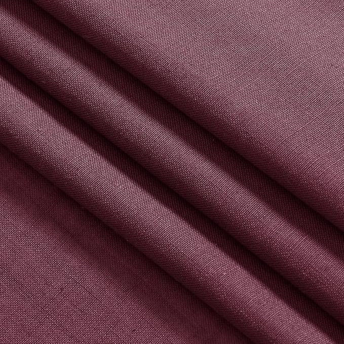 Nanspring Burgundy Linen Curtains for Living Room 126 Inches Long Light Filtering Semi Sheer Curtain Back Tab Vintage Boho Decor Drapes Floor to Ceiling High Window for Bedroom 52x126, 2 Panels