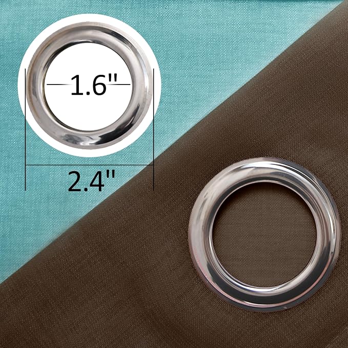 DWCN Ombre Sheer Curtains - Faux Linen Semi Voile Grommet Top Gradient Curtains for Bedroom and Living Room, Set of 2 Window Curtain Panels, 52 x 84 Inch Length(Teal and Chocolate Brown