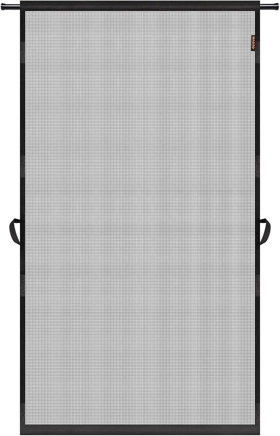 MAGZO Hanging Screen Door, Fits Door Size 36" x 80" (Curtain Size 38'' x 81''), Upgraded Scratch-Proof Polyester with Tension Rod&Hook&Loop (1 Piece Can be Installed in 2 Ways), Weighted Bottom, White
