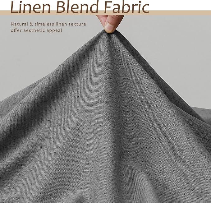 Aersas Blazer Grey Linen Texture Curtains 120 Inches Length 2 Panels for Living Room Privacy Windows Treatment Rod Pocket Light Filtering Flax Drapes Farmhouse Bedroom 52 Inch x 120 Inch Dark Grey