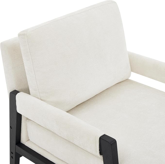 Roundhill Furniture Kelly Mid-Century Modern Chenille Upholstered Accent Armchair, White