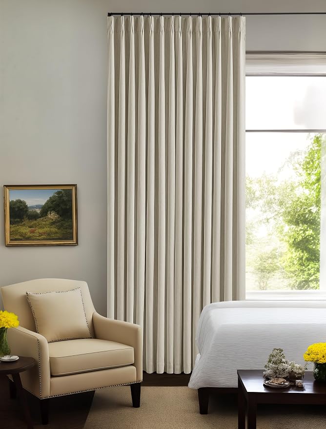 Burlywood Birch Black Out Curtains 92 Inch Long for Living Room Bedroom 1 Panel Room Darkening Pinch Pleated Back Tab Extra Long Blackout Curtains Boho Farmhouse Thermal Insulated Drapes 60x92