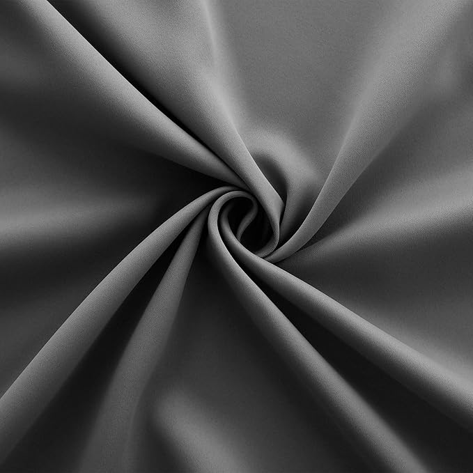 KOUFALL 64 Inch Curtains for Bedroom 2 Panel Set Grommet,Light Blocking Thermal Insulated loth Fabric Blackout Curtains for Living Room Rental Bathroom Window,Charcoal Grey