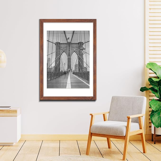 LaVie Home 20 x 30 Picture Frame Brown Poster Frame,Display Pictures 18x24 with Mat or 20x30 Without Mat, Stable and Sturdy Frame and Polished Plexiglass, Suitable for wall decoration(1 Pack)