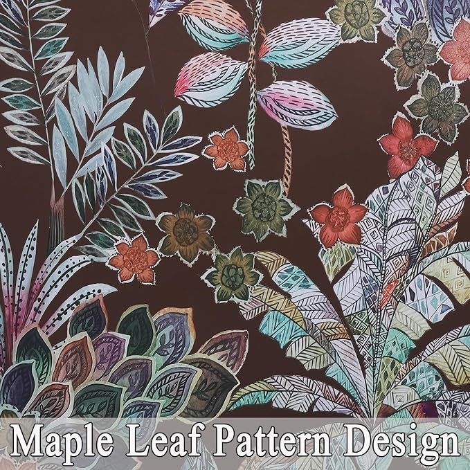 Estelar Textiler Brown Boho Floral Blackout Curtains 96 Inches Length Drapes for Living Room,Grommet Abstract Leaf Pattern Drapes for Bedroom with Noise Reduction,52x96 Inch (2 Panels)