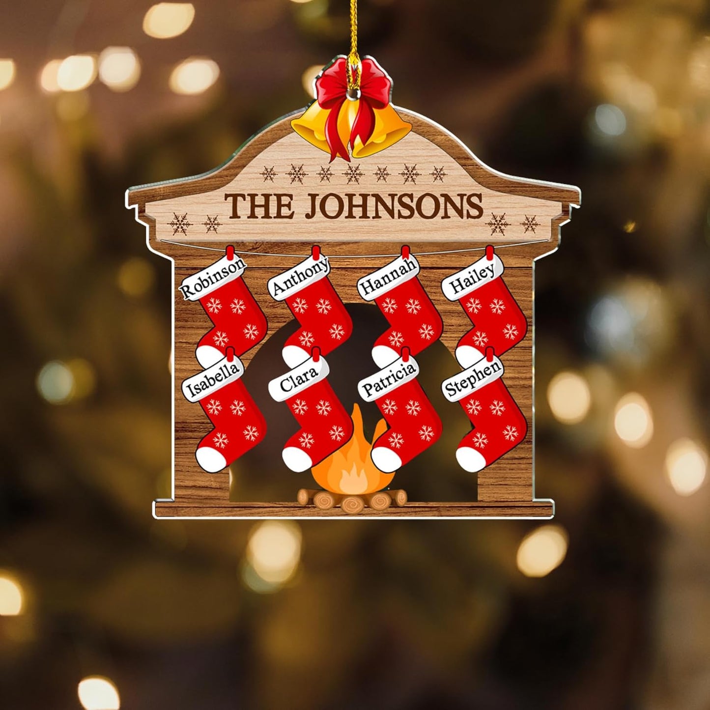 Stocking Personalized Family Christmas Acrylic Ornament 2025-3D Inflated Effect Custom Name Hanging Stock up to 10 Members, First Xmas as A Family Ornament Gifts