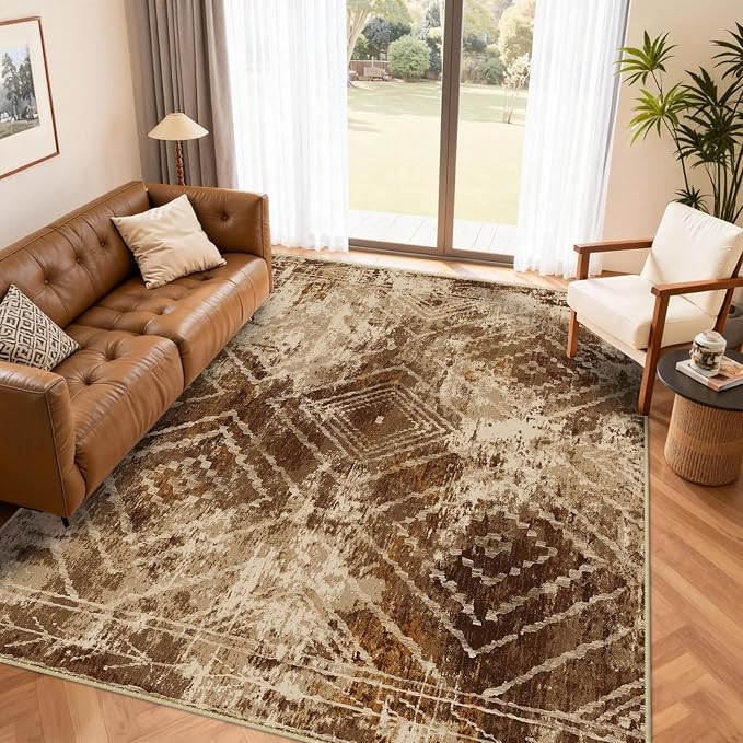 BESTSWEETIE Area Rug 3x5 Rug Machine Washable Non-Slip Low Pile Print Pattern Western Rug for Living Room Bedroom Entryway Tribal Series-Abstract/Cowhide