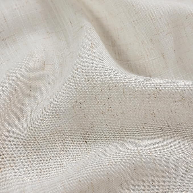 Farmhouse Curtains 84 Inches Long 2 Panels Natural Linen Textured Ruffle Curtains for Bedroom Living Room, Rod Pocket Privacy Flowy Drapes Semi-Sheer Cottage Scalloped Edge Curtain Set, W47xL84 Inch