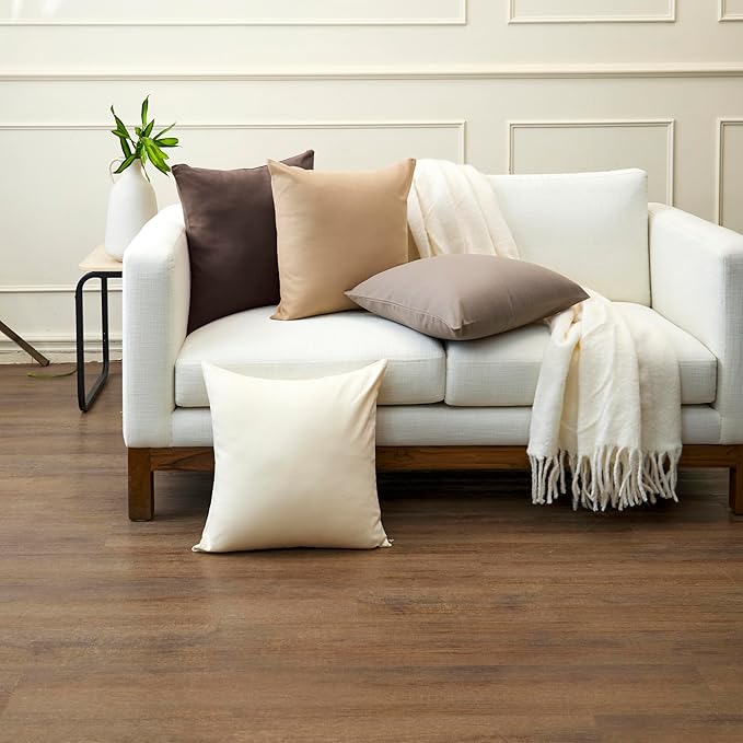 Encasa XO Throw Pillow Covers 24x24 in Set of 2 Dark Taupe | No Inserts | Cotton Pillow Covers for Living Room, Bed, Sofa, Couch | Decorative Cushion Covers with Improved Zipper