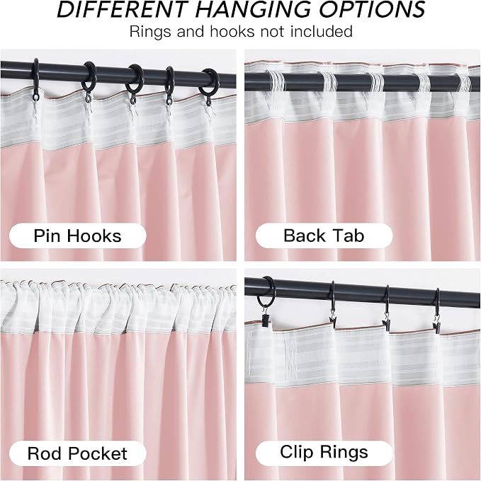 RYB HOME Pink Velvet Curtains 102 inches, Back Tab Soft Fabric Room Darkening Thermal Insulated Luxurious Home Decor Curtains for Living Room Bedroom, W 52" x L 102", 2 Panels Set