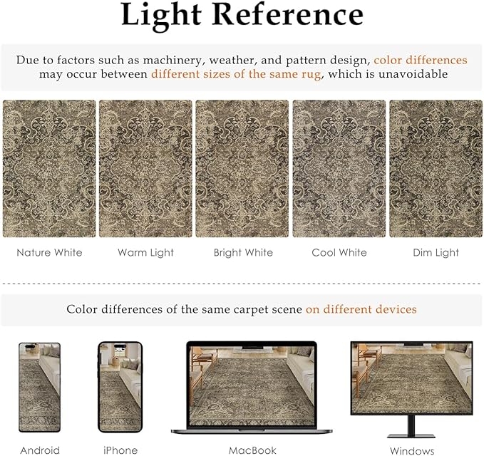 2x3 Washable Area Rug Brown Vintage Non Slip Soft Low Pile Small Rug for Entryway Kitchen Bathroom Distressed Oriental Throw Carpet for Living Room Bedroom Home Decor