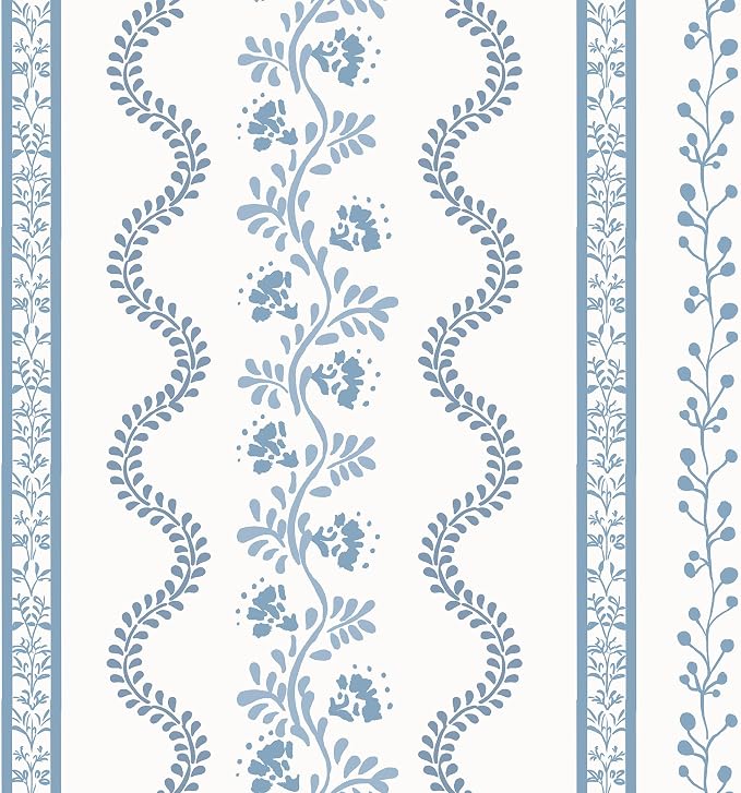 Light Blue and White Sheer Floral Linen Curtains 96 Inches Long 2 Panels Set,Dusty Blue Nautical Beachy Pattern Printed Light Filtering Window Treatments for Living Room Bedroom