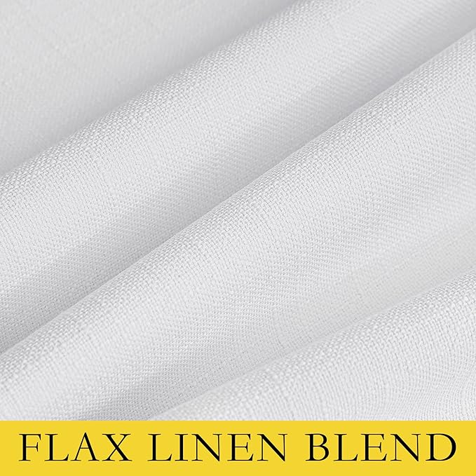 NICETOWN 100% Absolutely Blackout Linen Curtains with Thermal Insulated White Liner, White, 42 inches Wide, 54 inches Length Energy Saving Curtains for Cupboard 2 Panels Set, Vertical Blinds