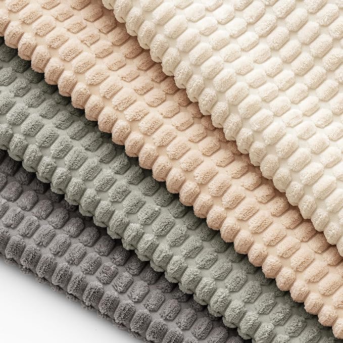 MIULEE Boho Farmhouse Decorative Pillow Covers 18x18 Inch Set of 4 Neutral | Rustic Modern Neutral Home Decor Couch Throw Pillows Corduroy Pillowcases for Sofa Living Room Bed