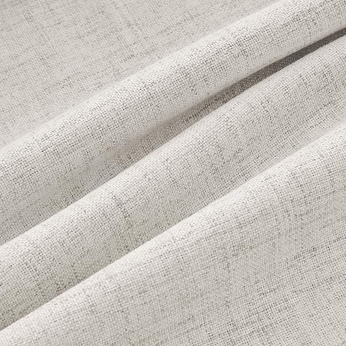 MIULEE 100% Blackout Linen Curtains for Bedroom, Cream White Solid Luxury Decor Thermal Insulation Room Darkening Drapes for Living Room Back Tab Rod Pocket 42 x 72 Inches, 2 Panels