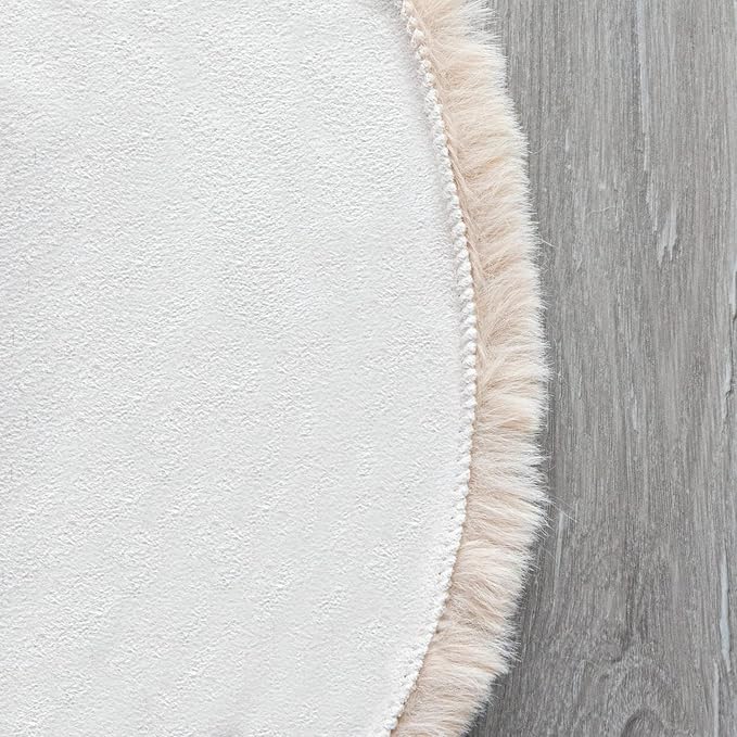 ORINOVA Light Brown Beige Fluffy Faux Fur Rugs for Bedroom Washable Furry Rug for Living Room Indoor Sheepskin Area Rugs 4x6 Nursery Rug