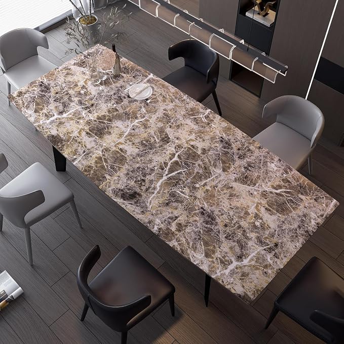 BAYYA Extra Wide Marble Granite Peel and Stick Wallpaper Brown Thicken Waterproof Self-Adhesive 31.5x354inch Dark Countertop Contact Paper for Kitchen Bathroom DIY Wall Stickers Marble Vinyl Wrap
