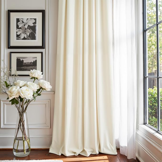 72 Inch Long Curtains Velvet 2 Panel Soft Lightweight Light Dimming Dining Room Darkening Luxury Living Room Curtain for Girls Bedroom Nursery Off White Darkening Thermal Drapes Length Ivory Off White