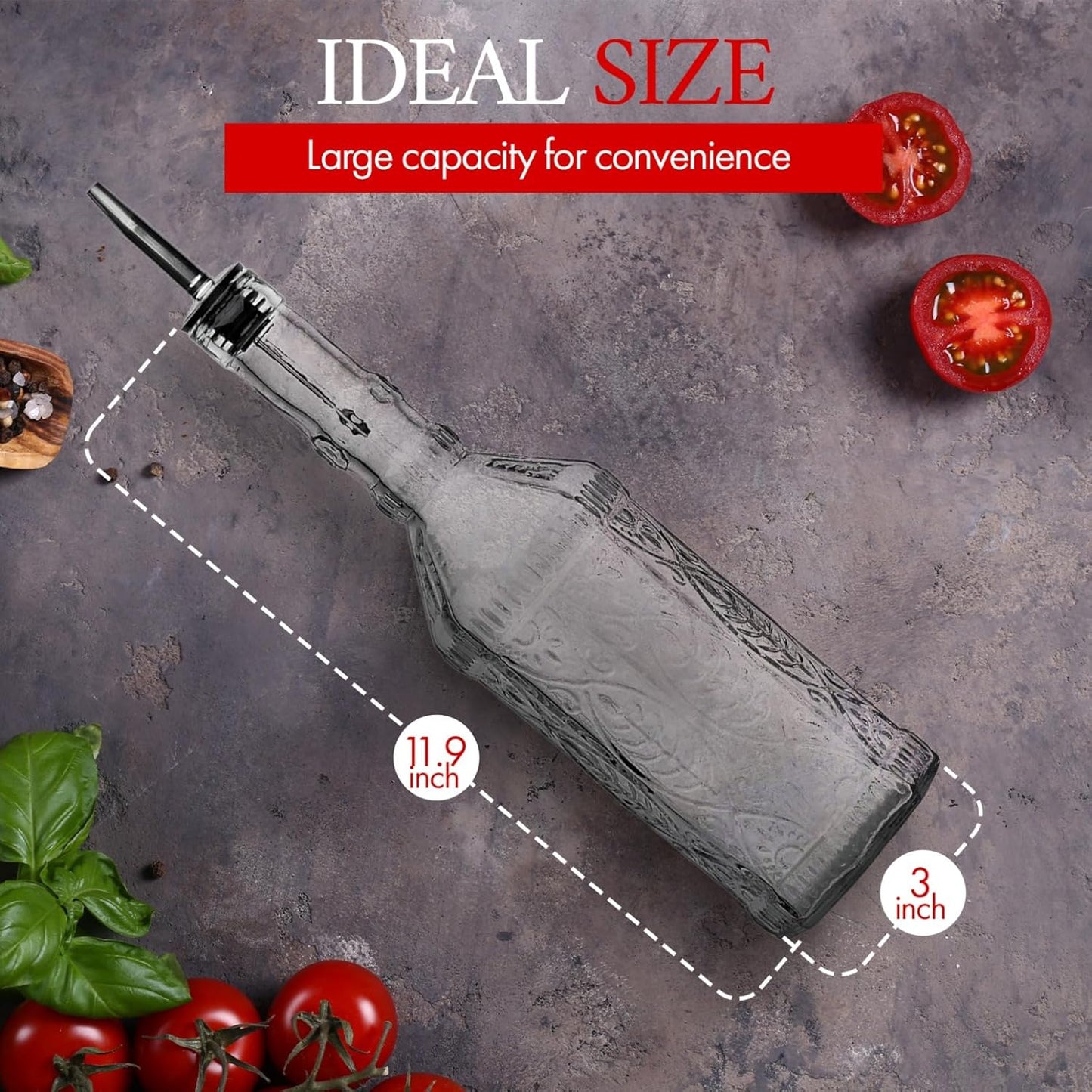 Large Clear Decorative Glass Bottle with Spout and Cork, 32oz, 1 Bottle - Design: VINO (3in X 11.9in)