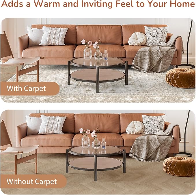 OPPODREAM Soft Area Rug 6x9, 6x9 Area Rug, Washable Rug 6x9 with Non Slip Backing, Faux Cashmere Low-Pile 6 x 9 Carpet, Beige