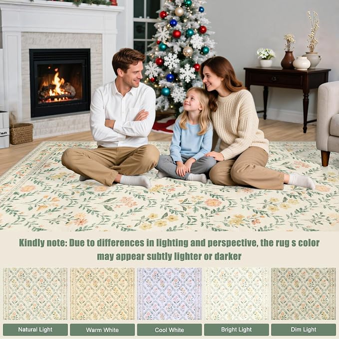 Runner Rug for Entryway: 3x10 Kitchen Rugs Non Slip Washable Ultra-Thin Soft Floral Carpet Indoor Floor Stain Resistant Carpets for Hallway Bedroom Kitchen Laundry Bathroom Dorm Beige/Multi