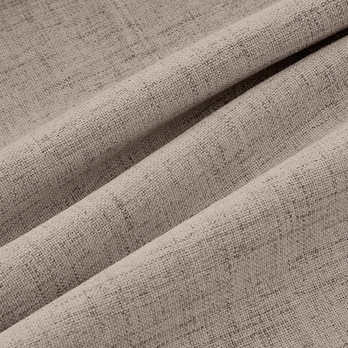 MIULEE 100% Blackout Linen Curtains for Bedroom, Solid Luxury Decor Thermal Insulation Room Darkening Drapes for Living Room Back Tab Rod Pocket 42 x 84 Inches, 2 Panels, Linen
