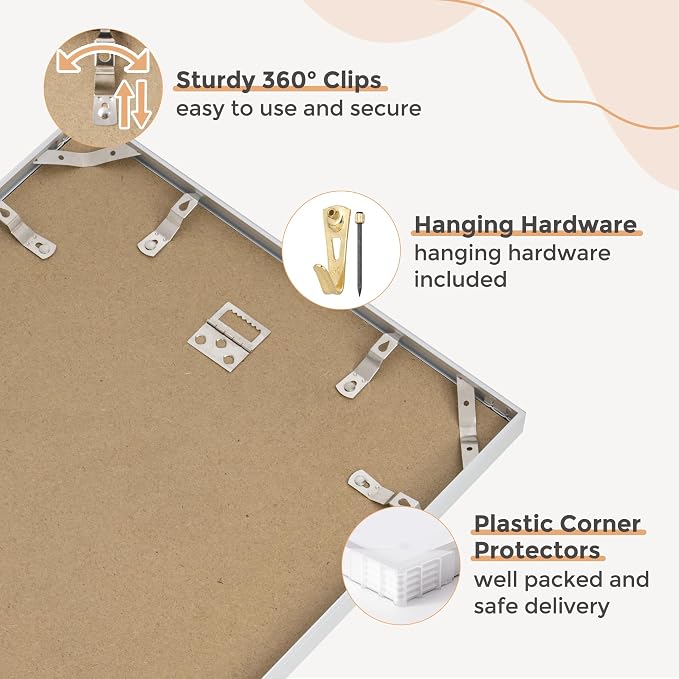 FLYJOE 22x28 Metal Picture Frame For Wall With Mat For 18x24, 22''x28'' Aluminum Photo Frames With Tempered Glass, Minimalist Modern Poster Frame Horizontal And Vertical Formats, Silver
