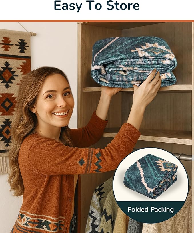 BESTSWEETIE Area Rug 2x3 Rug Machine Washable Non-Slip Low Pile Print Pattern Western Rug for Living Room Bedroom Entryway Tribal Series -Teal/Green