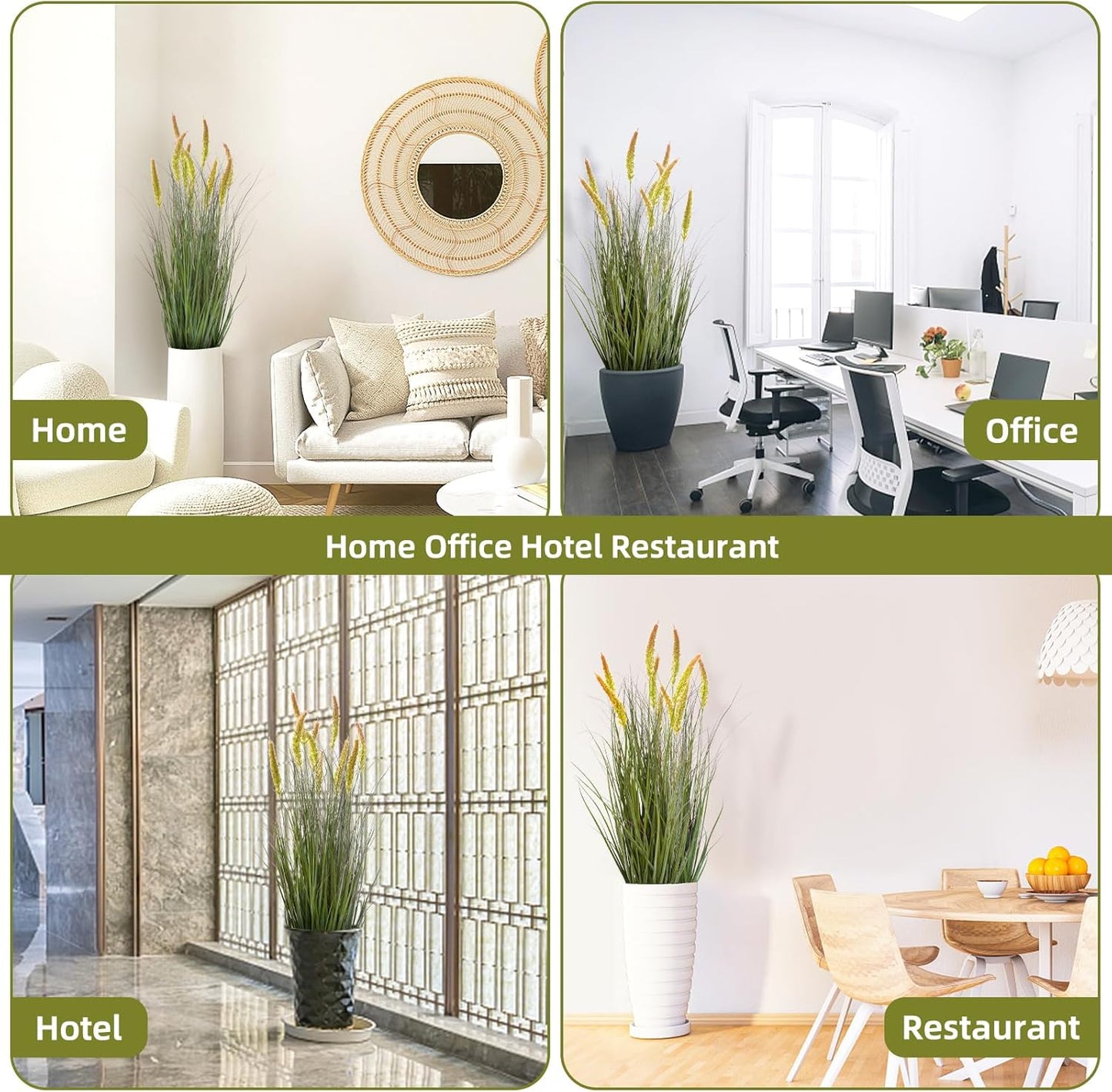 Green Onions Fake Plants,Artificial Plants Indoor, Fake Grass Decor Green Plant Fake Outdoor Flowers Fake Succulents,Artificial Tall Grass Plants with Pots House Decorative(36“ 2 Pack)