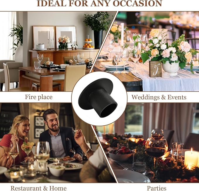Gute Taper Candle Holder, Candle Holders for Pillar Candles, Matte Black Candlestick Holder Centerpieces for Home Decoration, Wedding Anniversary, Party, Housewarming Gifts,Set of 4,Round