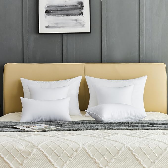18 x 18 Throw Pillow Inserts Pack of 4 Medium White Decorative Square Pillows for Living Room Couch Bed Sofa Cushion Sham Stuffer Indoor