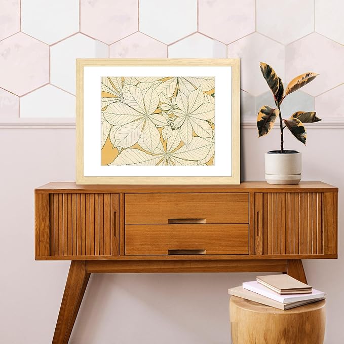 LaVie Home 18x24 Picture Frame Beige Oak Wood Poster Frame, Display Pictures 16x20 with Mat or 18x24 Without Mat, Stable Frame and Polished Plexiglass, Horizontal and Vertical Format of The Walls