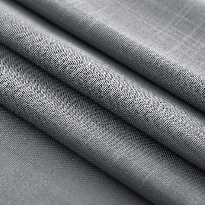 Dark Gray Curtains for Living Room Back Tab Modern Farmhouse Semi Sheer Gray Curtains 45 inches Long 2 Panels Set Muted Neutral Window Curtain for Dining Room Bedroom 52x45