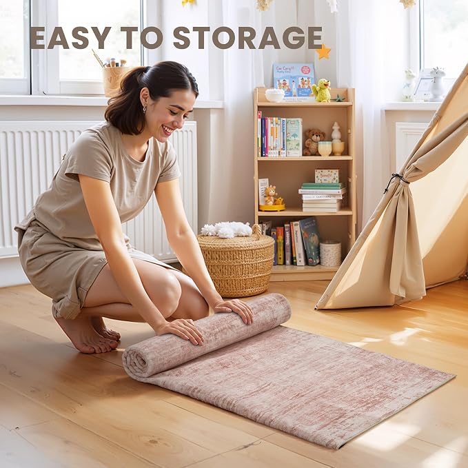 zesthome 8x10 Area Rugs for Living Room, Non-Slip Backing Washable Rug, Modern Abstract Area Rug, Stain Resistant Rugs for Bedroom, Ultra-Thin Large Area Rugs, Area Rug 8x10