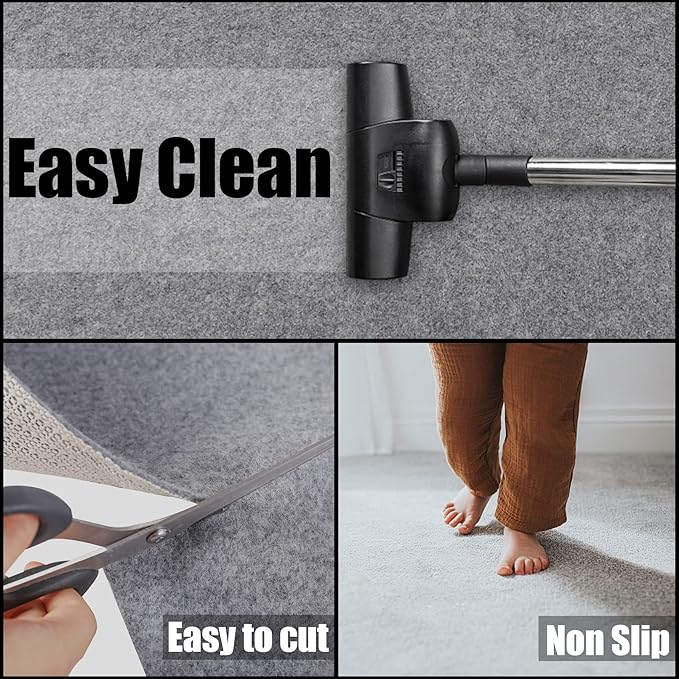 Non Slip Rug Pad Grippers - 5x8 Ft, 1/4" Thick, Felt + Rubber Double Layers Area Carpet Mat Tap, Provides Protection and Cushioning for Hardwood or Tile Floors
