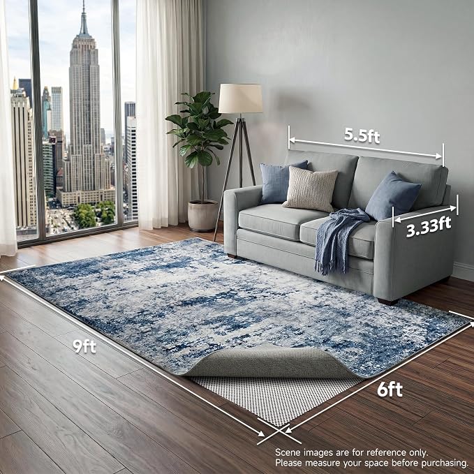 Veken 6x9 Ft Rug Pad Gripper for Hardwood Floors, Non Slip Rug Pads for Area Rugs, Thick Rug Grippers for Tile Floors, Under Carpet Mat, with More Than 99 Pieces Anti-Slip Solid Square Pattern