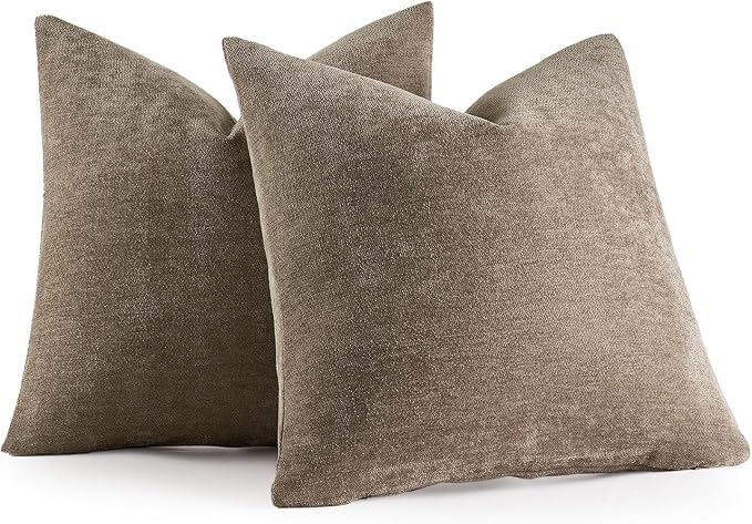 MIULEE Pack of 2 Light Brown Decorative Pillow Covers 18x18 Inch | Soft Couch Throw Pillows Farmhouse Cushion Covers for Home Decor Sofa Bedroom Living Room