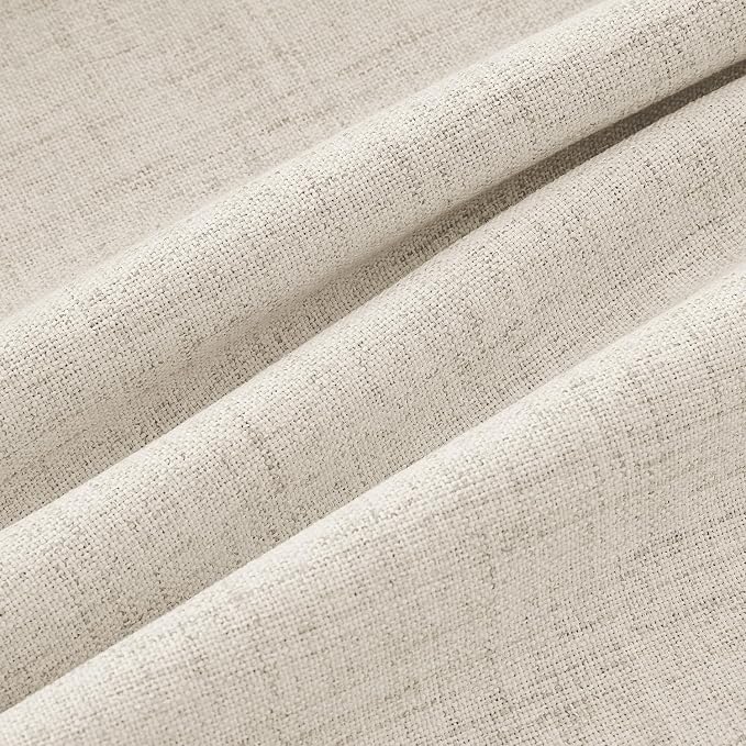 MIULEE 100% Blackout Linen Curtains for Bedroom, Linen Beige Solid Luxury Decor Thermal Insulation Room Darkening Drapes for Living Room Back Tab Rod Pocket 42 x 72 Inches, 2 Panels