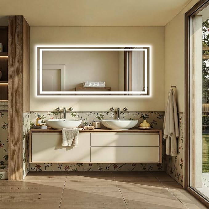 72X30 LED Bathroom Mirror with Lights, Anti-Fog, Backlit + Front Lit, Lighted Bathroom Vanity Mirror for Wall, Memory Function, Dimmable, Tempered Glass, Shatter-Proof