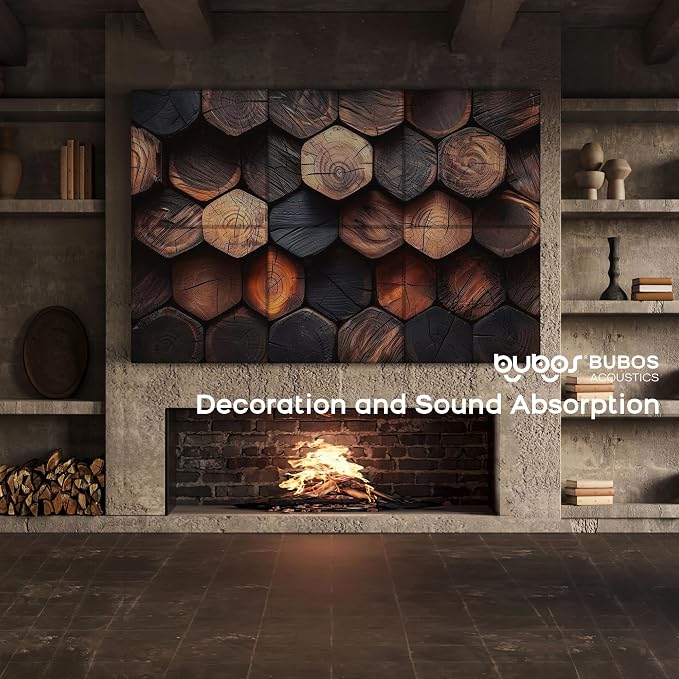 BUBOS 6 Pack Acoustic Wall Panels - High-Density Polyester Sound Absorbing Panels, Decorative Print Treatment for Recording Studio & Home Office, Peel and Stick, 23.6" x 23.6"