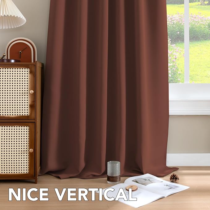 H.VERSAILTEX Blackout Curtains Thermal Insulated Window Treatment Panels Room Darkening Blackout Drapes for Living Room Back Tab/Rod Pocket Bedroom Draperies (2 Panels, Rust, 42 x 84 Inch)