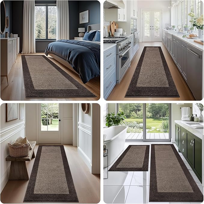 Indoor Door Mat 20" x 32", Washable Kitchen Rug, Non Slip Entryway Rug for Floor, Absorbent Entrance Throw Rug for Laundry, Bathroom, Door