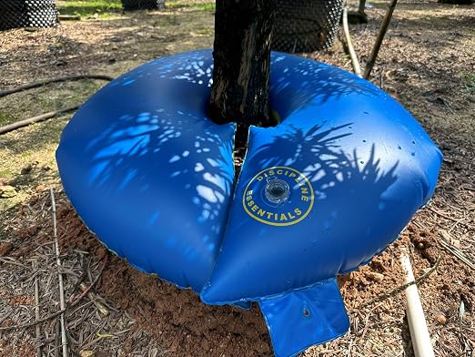 Slow Release Ring-Style Tree Watering Bag - 15 Gallon Watering Ring for Trees, Discipline Essentials (8 Pack, Blue/Yellow)