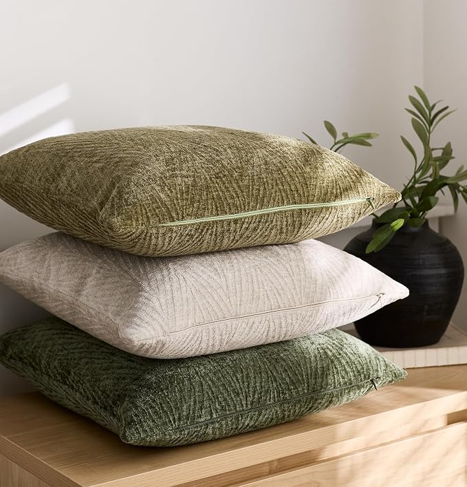 Summer Pillow Covers 20x20 Inch Set of 2, Soft Decorative Throw Pillow Covers with Leaves Texture, Hidden Zipper for Home Sofa Bed Couch (Dark Brown, 20" x 20" (Pack of 2))