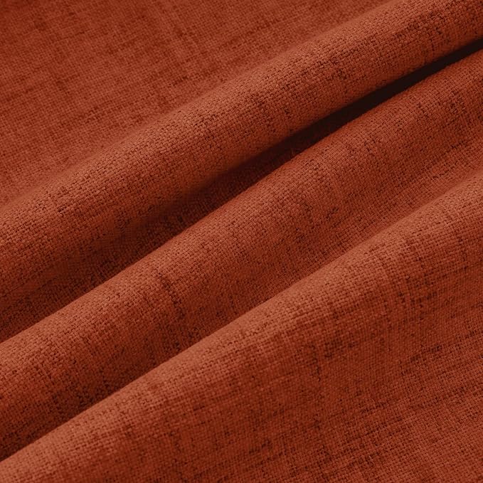 MIULEE 100% Blackout Linen Curtains for Bedroom, Burnt Orange Solid Luxury Decor Thermal Insulation Room Darkening Drapes for Living Room Back Tab Rod Pocket 42 x 63 Inches, 2 Panels